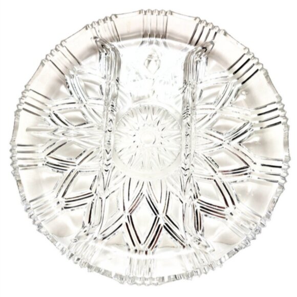 Antique American Brilliant Cut Glass 4 Section Divided Mid Cntry Modern Platter - Picture 2 of 10